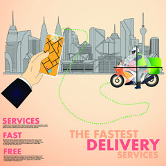 illustration concept of online delivery services with tracking on mobile phone - 338643043