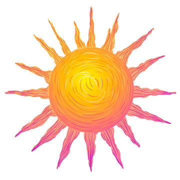 Orange sun on a white background. Vector abstract illustration.