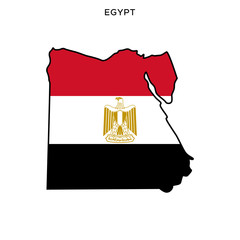 Map and Flag of Egypt Vector Design Template with Editable Stroke