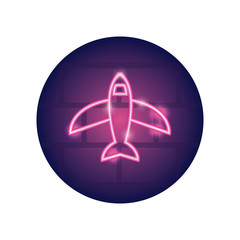 airplane icon, neon style icon