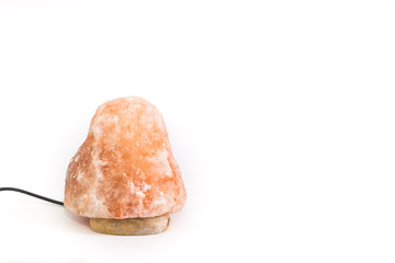 Himalayan salt lamp. Extra wide on white.