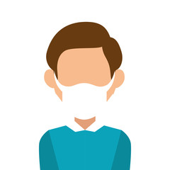 young man with face mask isolated icon vector illustration design