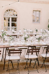 Fototapeta na wymiar wedding banquet decoration in Italy