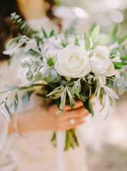 wedding bouquet with white roses for rustic wedding