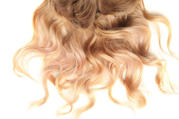 Beautiful blonde hair on white background