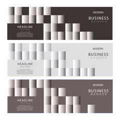 banners with black and white squares. Business design template. Horizontal banners vector set