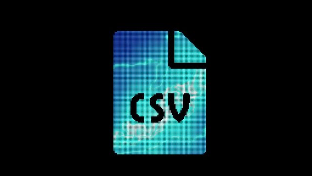 The symbol file csv is assembled from small balls. Then it shimmers with blue. It crumbles and disappears. In - Out loop. Alpha channel Premultiplied - Matted with color black