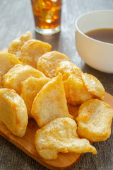 Pempek or empek-empek typical food from Palembang - Indonesia. made from tenggiri fish (Spanish mackerels), flour and other ingredients. 