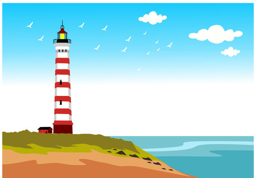 Lighthouse in the rock  for background illustration and image