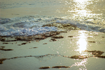 A shot of the Indian Ocean waves crashing on Rocky beach of Neil Island
