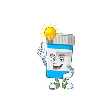 A genius medical bottle mascot character design have an idea