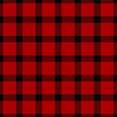 Tartan Lumberjack Plaid  Red and Black Seamless Pattern