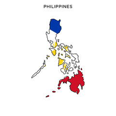 Obraz premium Map and Flag of Philippines Vector Design Template with Editable Stroke