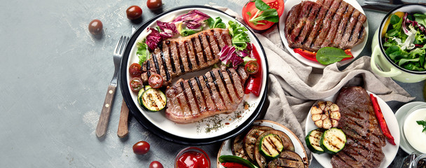 Grilled beef steak with vegetables