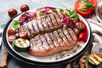 Grilled beef steak with vegetables