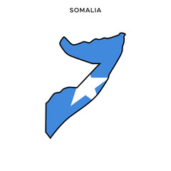 Map and Flag of Somalia Vector Design Template with Editable Stroke