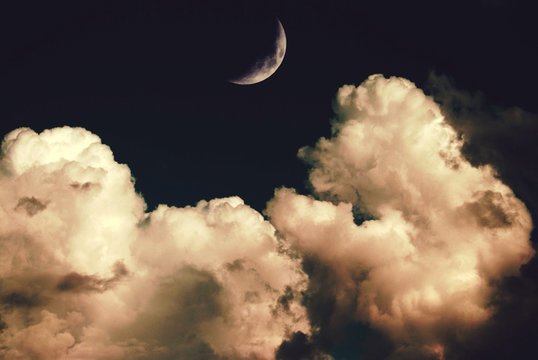 Crescent Moon And Clouds