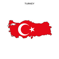 Map and Flag of Turkey Vector Design Template with Editable Stroke