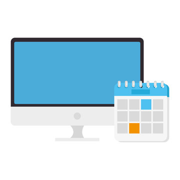 computer desktop with calendar reminder isolated icon vector illustration design