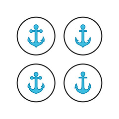 Anchor icons set. Anchor symbol logo. Anchor marine icon.