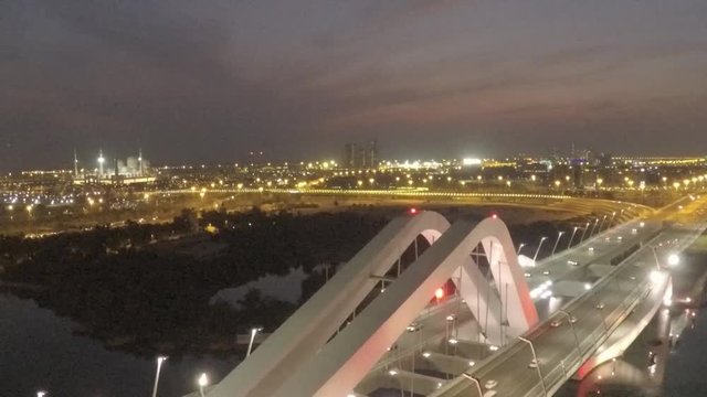 Abu Dhabi bridge at night general view