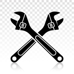 adjustable wrench vector flat icons on a transparent background.