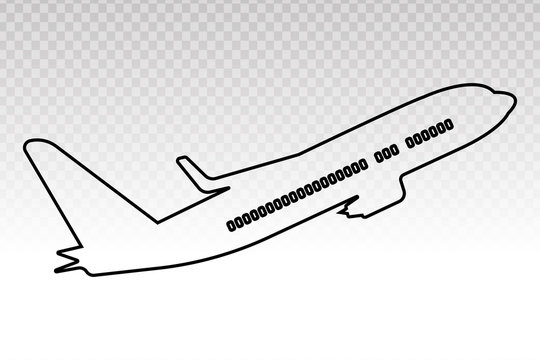 airplane / aeroplane aviation vector line art icon on a transparent background.