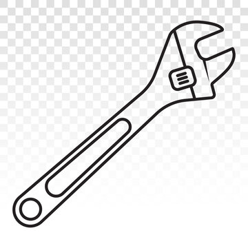 adjustable wrench vector line art icons on a transparent background.