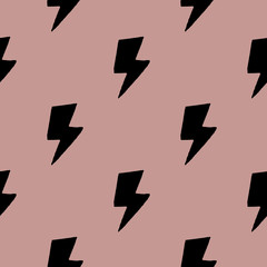 Creative thunder backdrop seamless pattern. Black lightning bolts. Thunderbolt wallpaper.