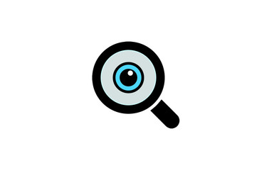 Magnifying Glass with Eye icon, Vector Template