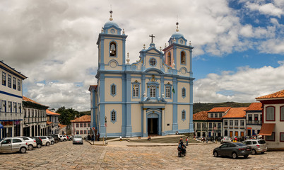 Town square with the baroque Catedral Metropolitana de Santo Antonio da Se (Metropolitan Cathedral of St. Anthony), Diamantina, Minas Gerais, Brazil
