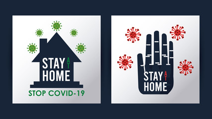 Fototapeta premium stay at home to stop the covid19 signal