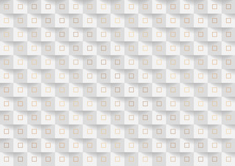 White abstract mosaic background with golden squares. Vector design