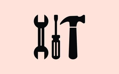 Spanner, Wrench, Hammer, Screwdriver Icons Set, Repair maintenance Tool Set