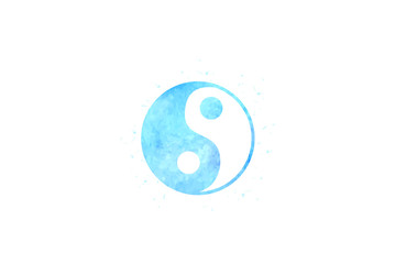 Watercolor Yin and Yang Vector Symbol 
