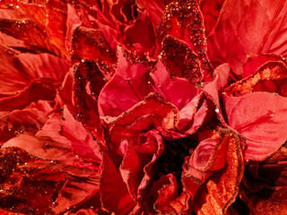 Red rose fabric leaves. pattern.