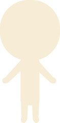 Blank little doll body figure. Cartoon vector.