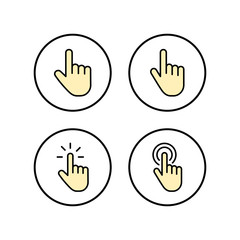Hand cursor icons set. Hand click icon. Finger pointer isolated vector