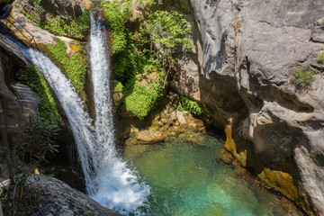 Fototapeta na wymiar Waterfall in the mountains Alanya Turkey