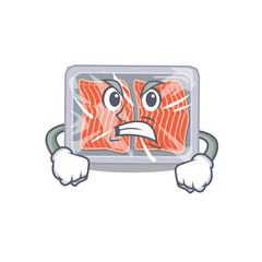 Mascot design concept of frozen salmon with angry face