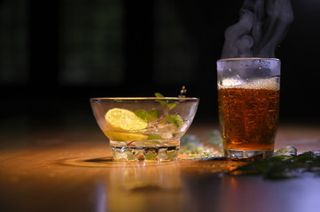 drink, glass, cocktail, ice, alcohol, beverage, splash, cold, bar, cola, liquid, juice, soda, fruit, fresh, isolated, party, whisky, cool, tea, refreshment, food, lemon, vodka, lim