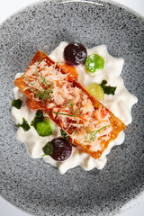 Crab and creamy cheese top view