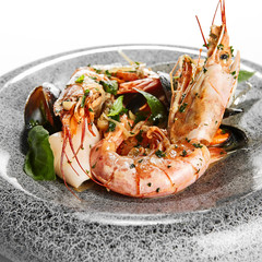 Seafood assortment close up