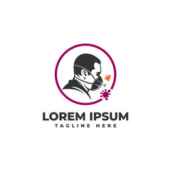 People with Masks Virus Protection Logo Vector Icon Illustration