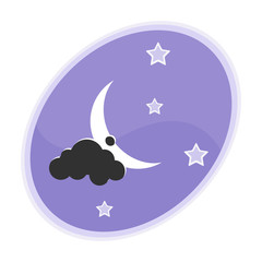 Obraz premium Night sky background with with crescent moon, cloud and stars.
