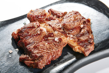 Tasty tenderloin steak closeup view
