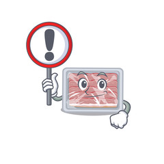 An icon of frozen smoked bacon cartoon design style with a sign board