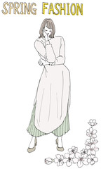 スプリングコーデイラスト