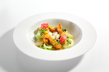 Warm salad with crispy langoustines