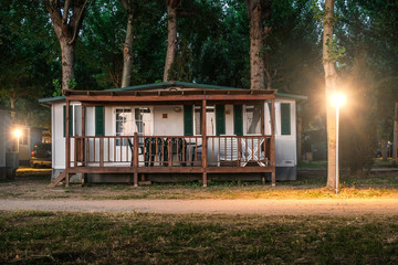 Wooden bungalow in camping